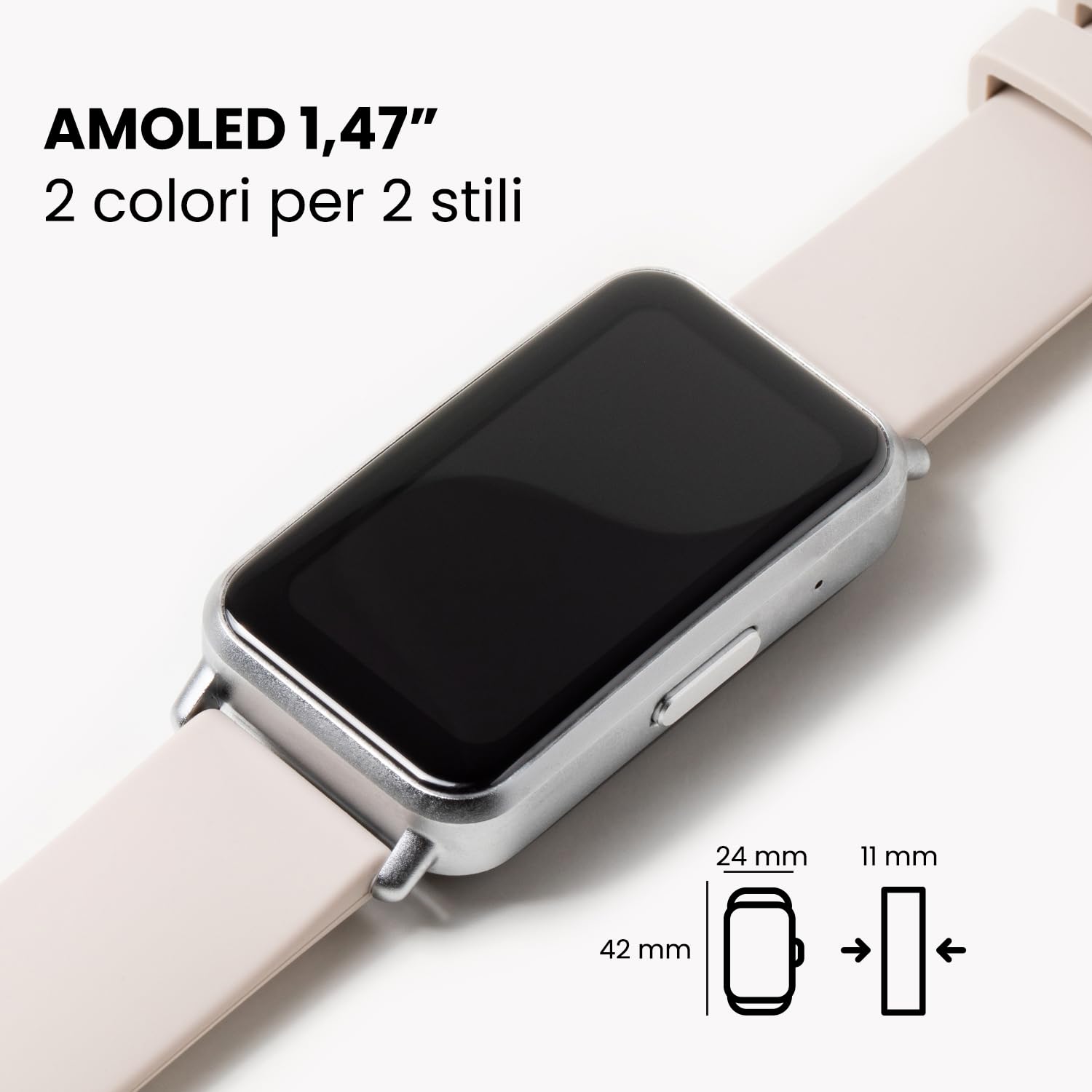 SPC Duo Fit - Smartband con display AMOLED 1,47" | Chiamate e notifiche Bluetooth | Oltre 100 sport | 2 cinturini (beige e bordeaux) | Durata batteria fino a 8 giorni | IP68 | App Smart You