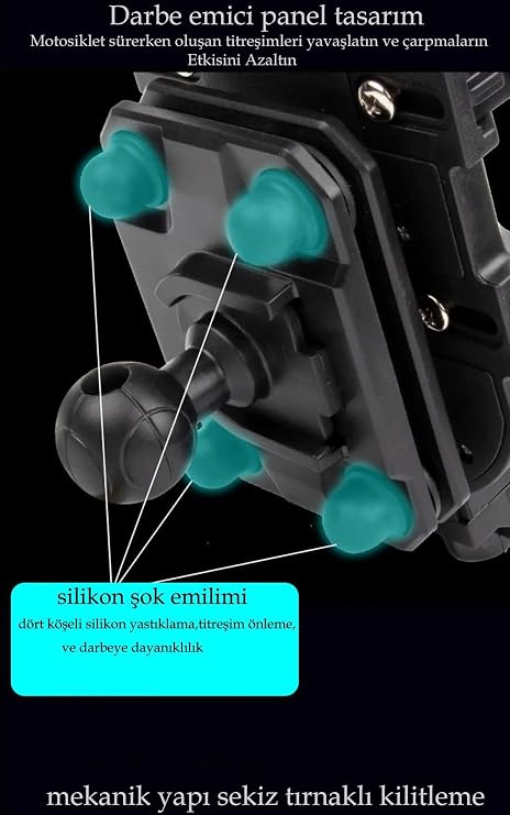 Coverzone Bisiklet Motosiklet ve Scooter için Gidon Uyumlu Telefon Tutucu Orjinal Malzeme Yüksek Kalite Güneşlik Tasarımlı Universal Modellere Uyumlu Kolay Kurulum MT-E