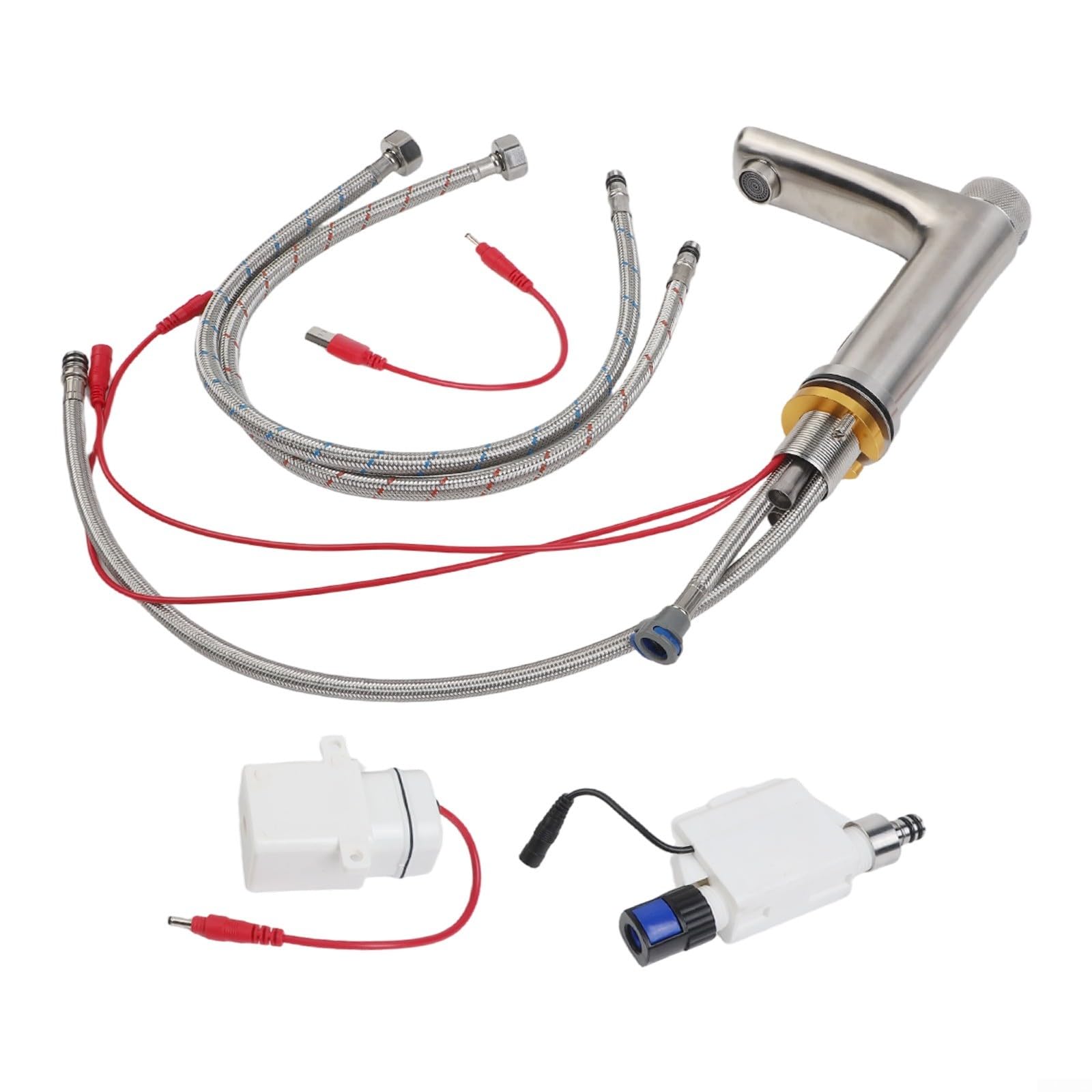 Robinet mitigeur à capteur infrarouge en acier inoxydable 304 pour salle de bain et cuisine 170 x 105 mm (argent)
