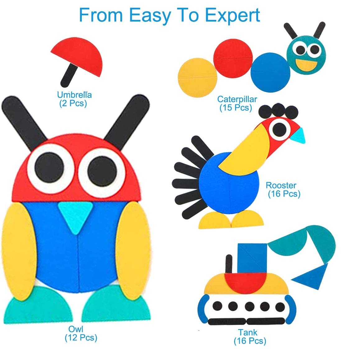 EACHHAHA Giocattoli educativi in ​​legno per bambini - Giocattoli Montessori -36 parti in legno + 60 carte-Regali per bambini 3 4 5 6 anni