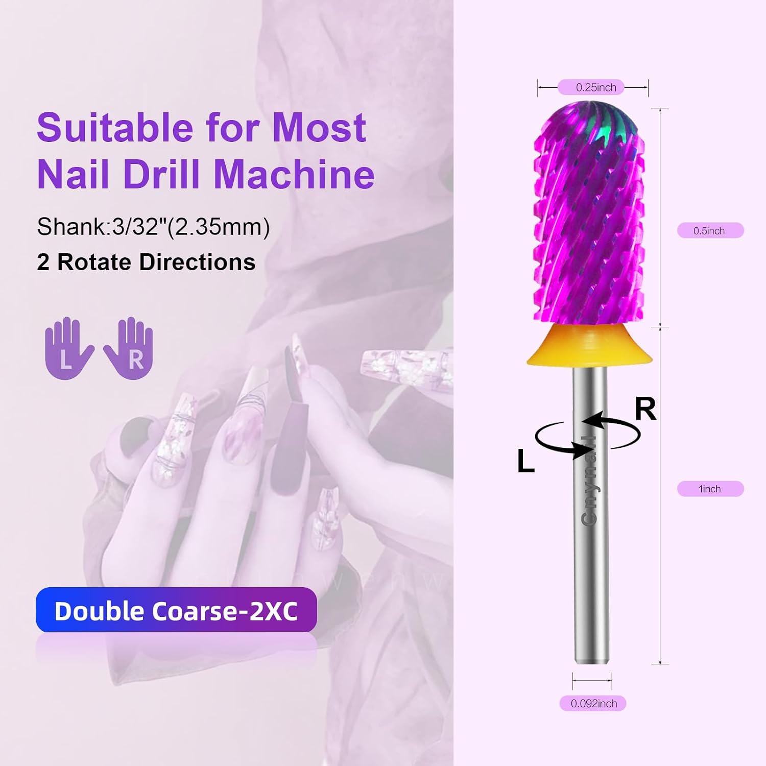 3/32" Large Barrel Rounded Safety Nail Drill Bit for Gel Acrylic Removal image 2