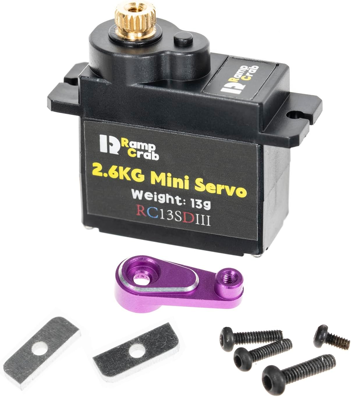 RC Steering Servo with Servo Horn for Redcat Ascent-18, 1/18 RC Crawler Upgrades Parts (Black Horn)