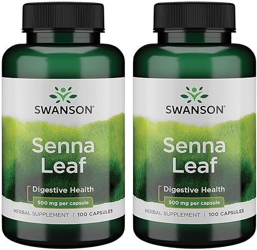 Swanson Senna Leaf 500 miligramos 100 cápsulas (paquete de 2)