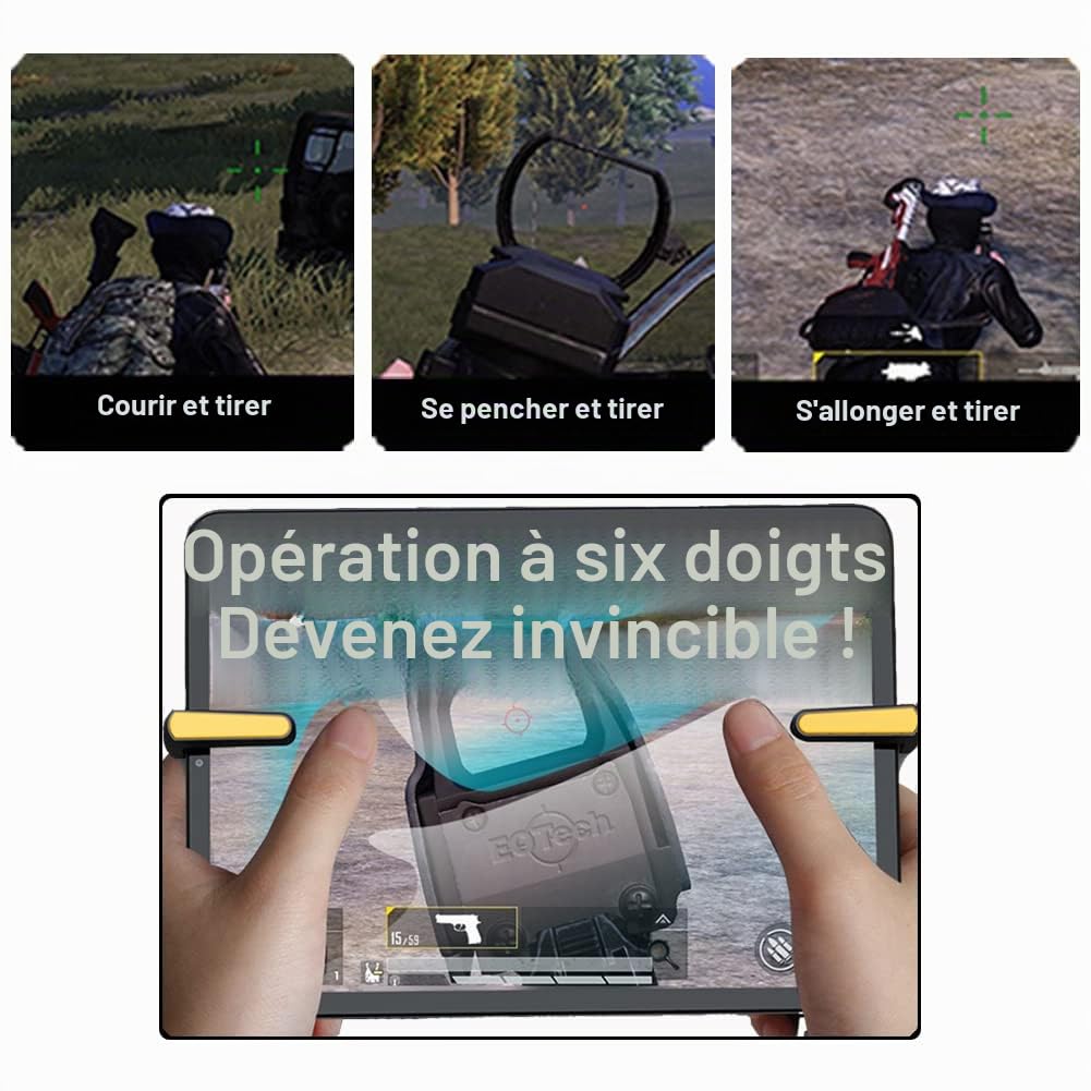 Manette Jeu Rapid-Fire Controller pour iPad Tablette Android à Tir Rapide avec 4 gâchettes pour PUBG Mobile