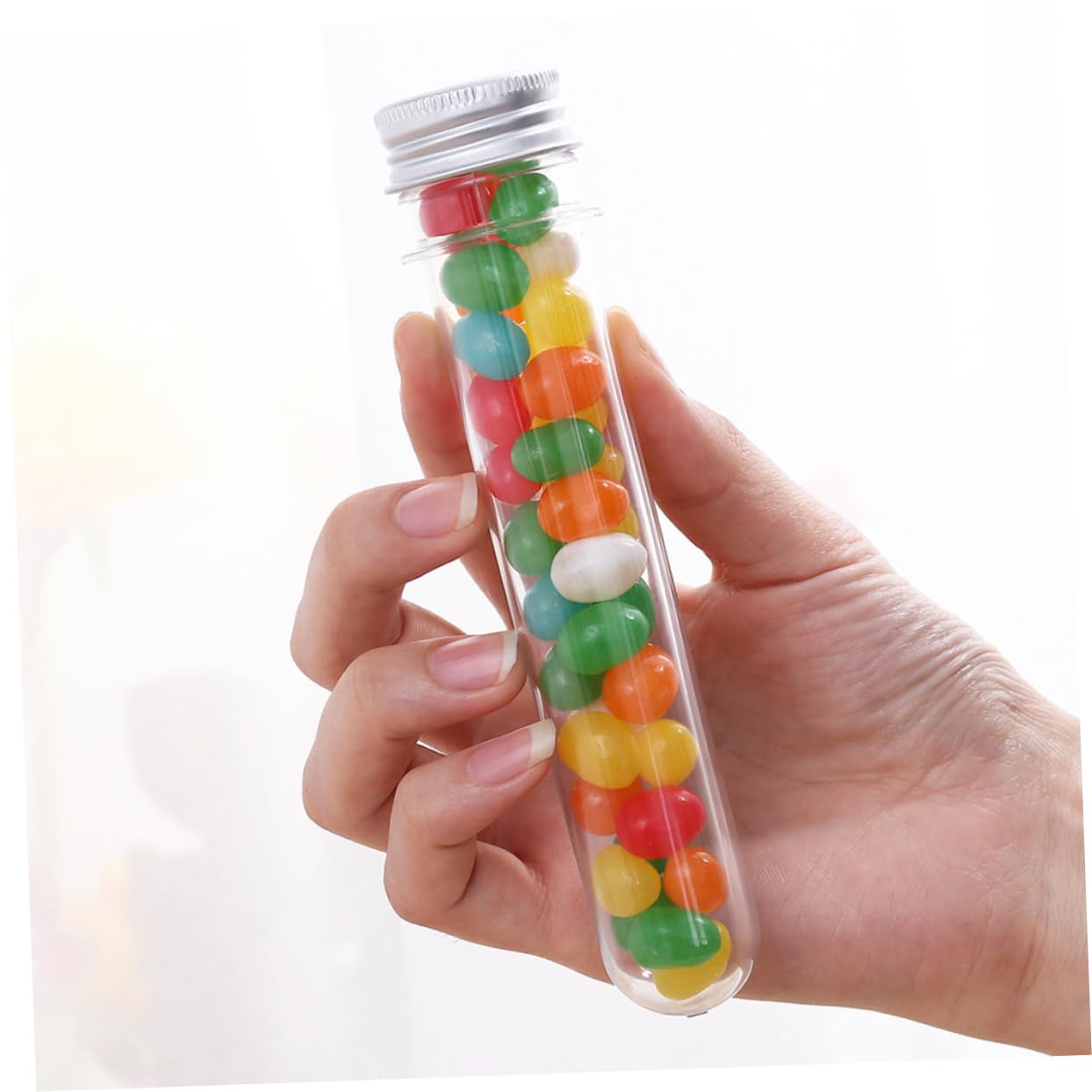 Mobestech 50 Piezas Frascos De Tubo De Ensayo Transparentes para Baño y Dulces Tubos De Almacenamiento De Pet Uso Laboratorio y Manualidades
