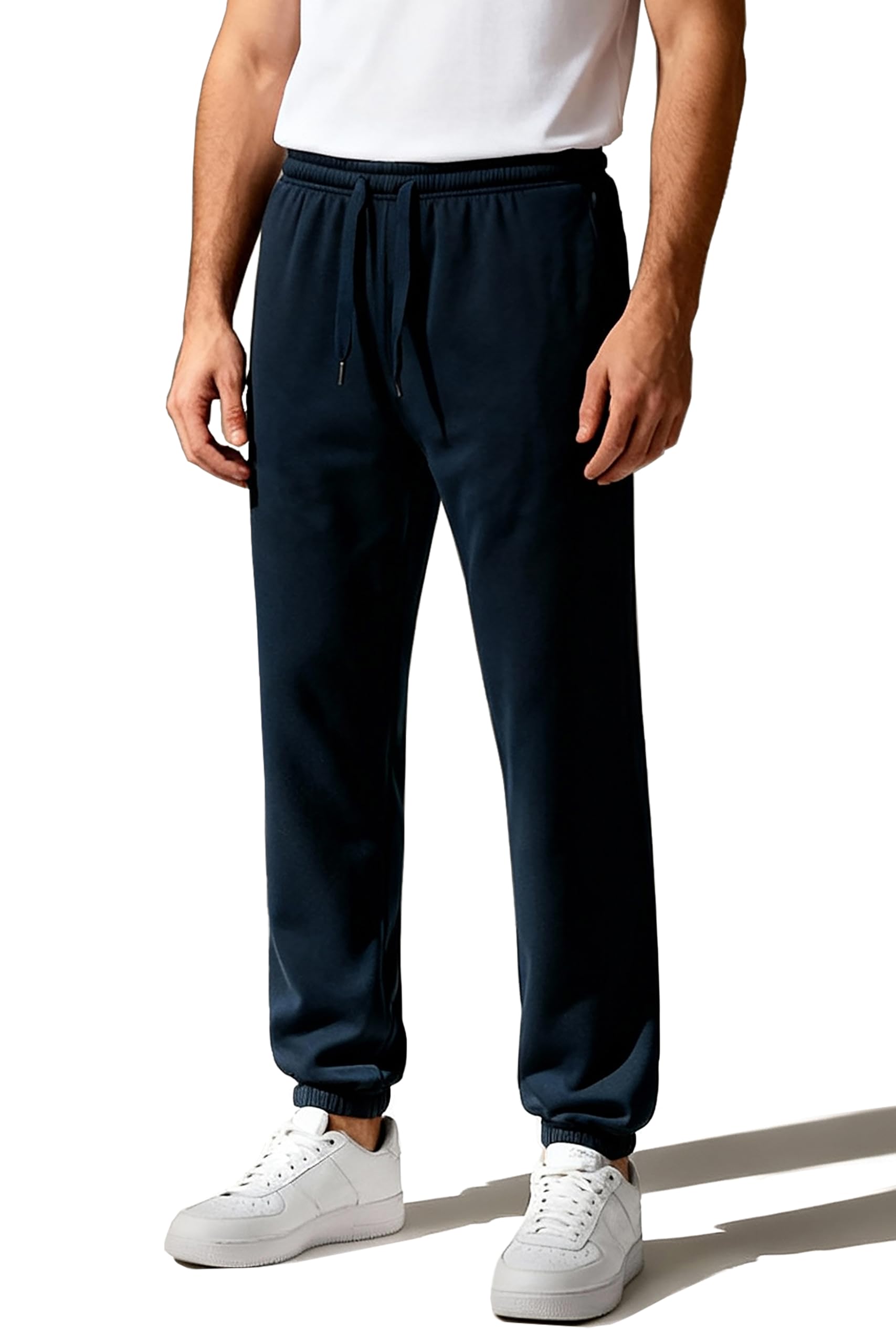 Mens Sweatpants Fleece Joggers Elastic Bottom Pants with Pockets Tapered Athletic Elastic Drawstring Sweatpants for Men