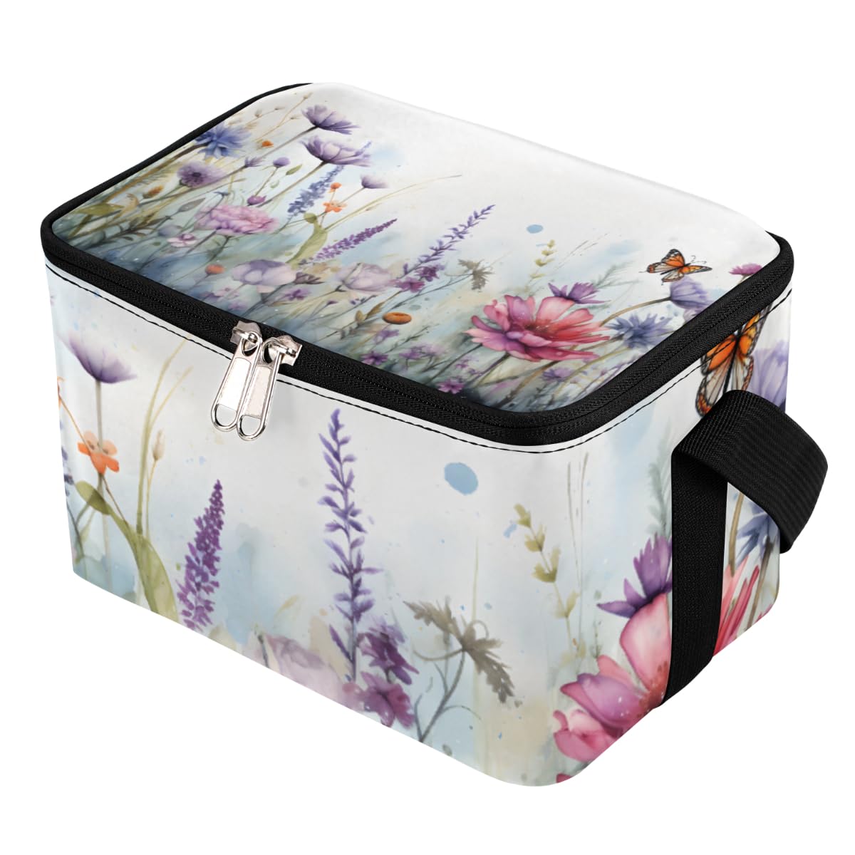 GzLeyigou Lunch Bags for Women Men 9 Cans,Colorful Herbs Flowers Hot & Cold Food Delivery Bag Insulated Grocery Bag Insulated Lunch Box Floret Cooler Bag for Office Work Picnic Beach