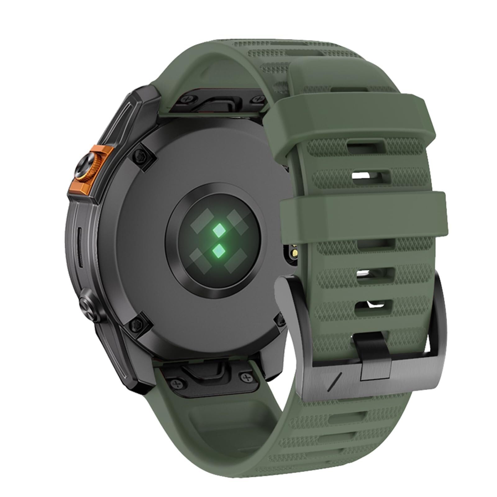 BHOLSA 26mm Watch Band For Garmin Fenix 7X Pro/Fenix 7X/Fenix 6X/Fenix 6X Pro/Fenix 5X/Fenix 3, 26mm Quick Fit Soft Silicone Strap For Garmin Descent Mk3i 51mm/Epix Pro 51mm(Military Green)