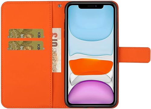 Miniatura 5 de Funda compatible con iPhone 12 Mini con tarjetero de cuero con tapa abatible, estampado retro con función atril, funda protectora magnética para