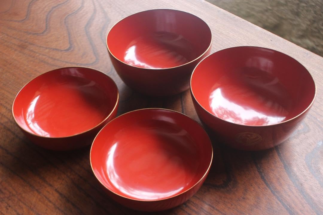 Amazon.co.jp: 時代逸品 時代朱漆に極上草花沈金のお椀2点（検 輪島塗