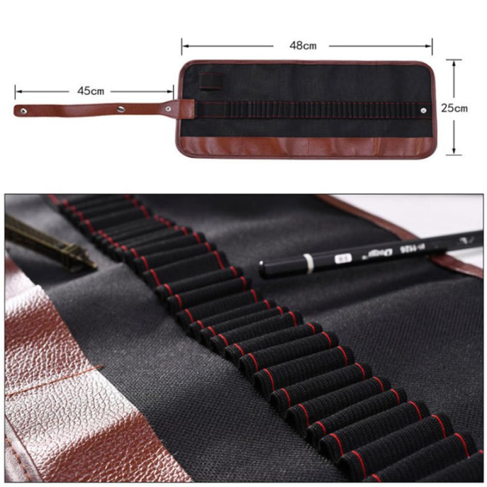 BE-TOOL Canvas Pencil Wrap Case, 72 Slots Portable Pencil Roll Holder Storage Pouch for School Office Art Supply - Image 2