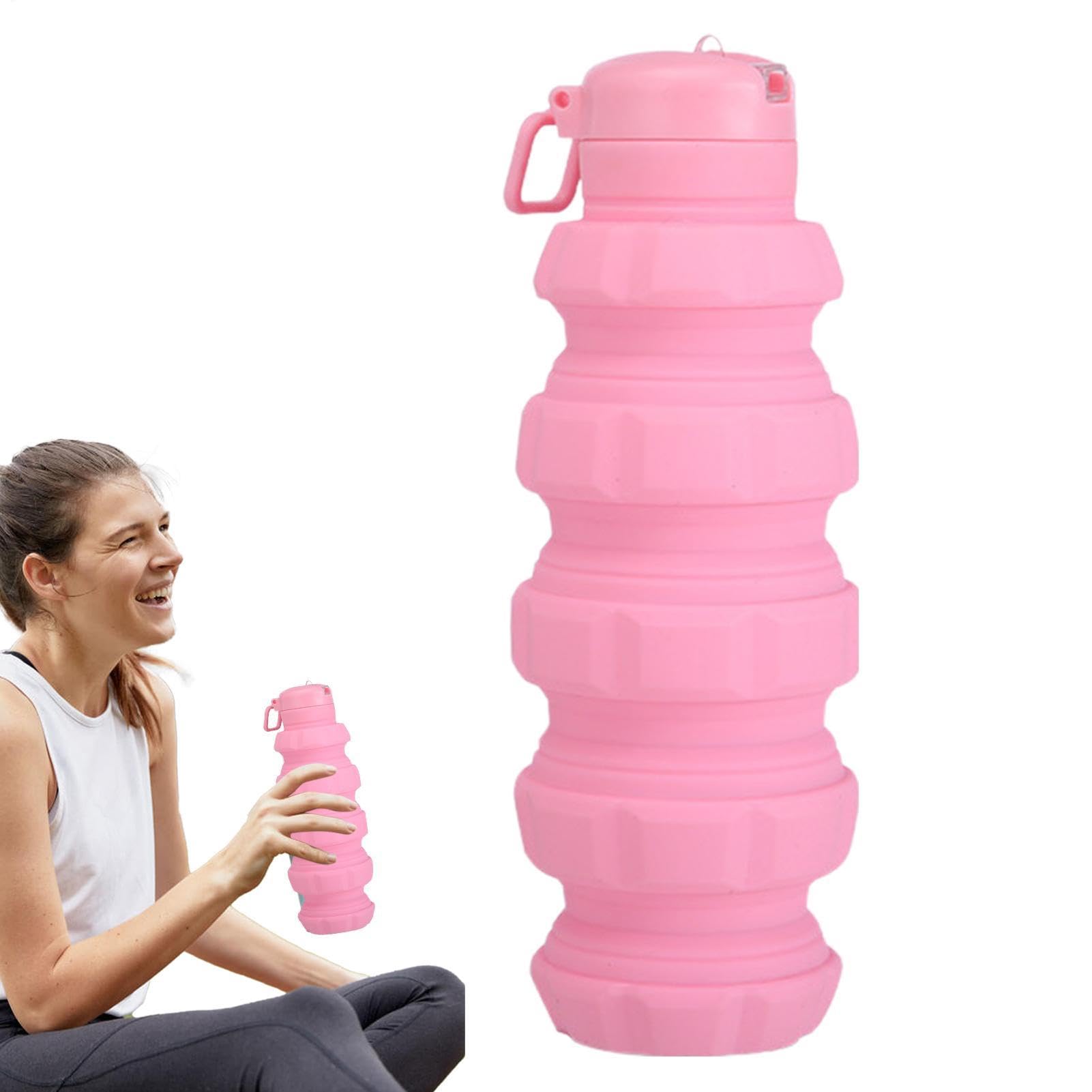 Botella de agua plegable de 500ml para fitness camping y rutas de ciclismo