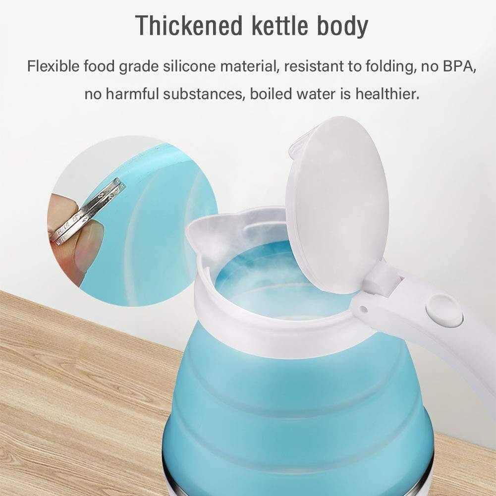 Bollitore elettrico pieghevole Bollitore elettrico da viaggio pieghevole leggero - Portatile - Presente veloce in silicone alimentare da 0,5 litri Safehappy