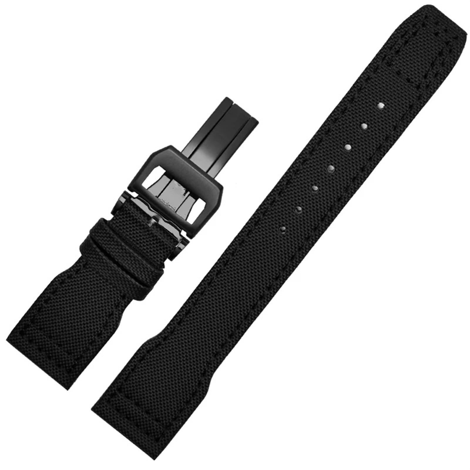 Bracelet de Montre à Rivets en Nylon et Cuir véritable de 22 mm, pour Montre de Pilote IWC Big IW5009, Bracelet en Cuir de Vache