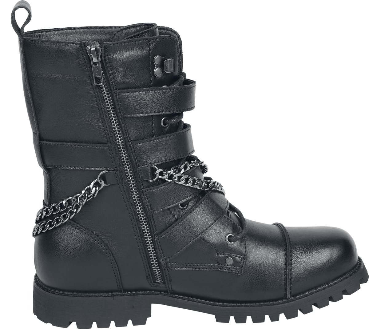 Gothicana by EMP Herren Schwarze Boots mit Schnürung und optischer Kette