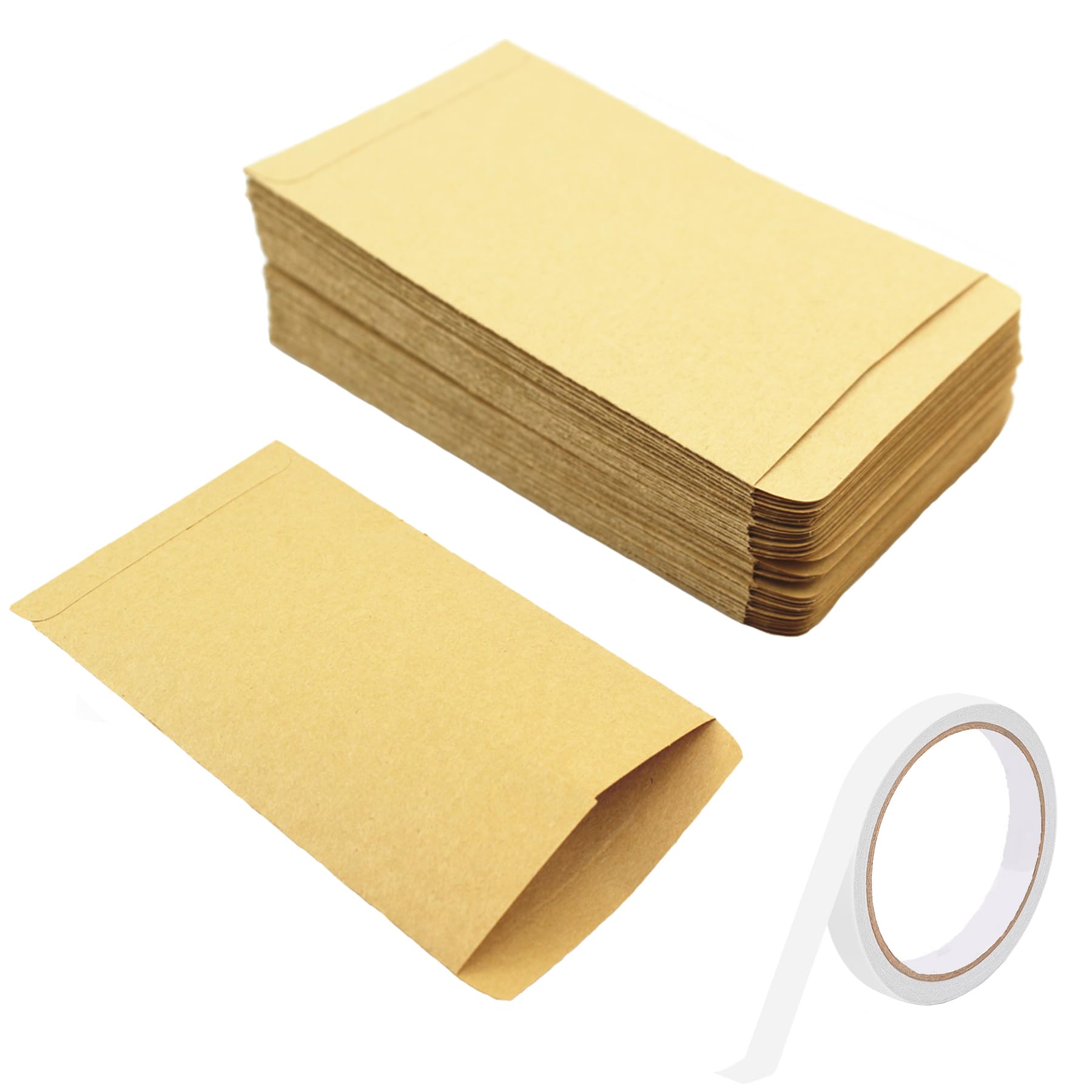 100 Stück Kraftpapier-Umschläge 16,5 x 10 cm braun Papierumschläge Tüten für Löhne Münzen Notizen Perlen Samenumschlag
