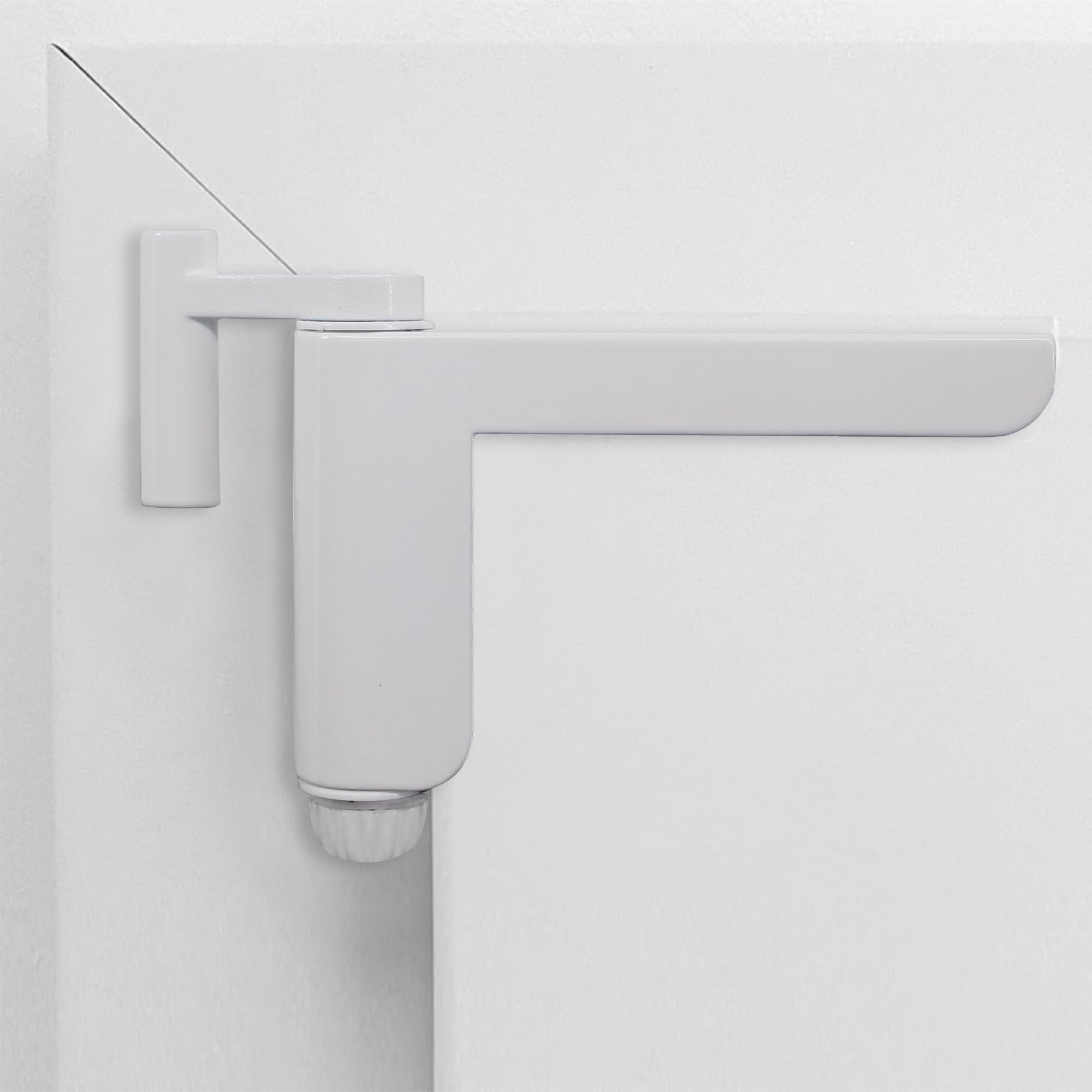 Türschließer ohne Bohren - Minitürschließer, automatischer Türschließer für leichte Innentüren, geeignet für DIN links/rechts schließende Zimmertüren - 1 Stück Weiß