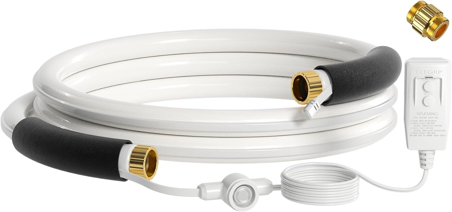 Giraffe Tools 15FT Heated Water Hose for Drinking with GFCI &amp; Energy Saving Thermostat, 5/8-Inches Lead and BPA Free Heated Garden Hose Withstand Down to -20℉