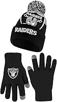 Vista 98 de Ultra Game Gorro de invierno de punto súper suave oficial de la NFL con guantes extra cálidos para pantalla táctil