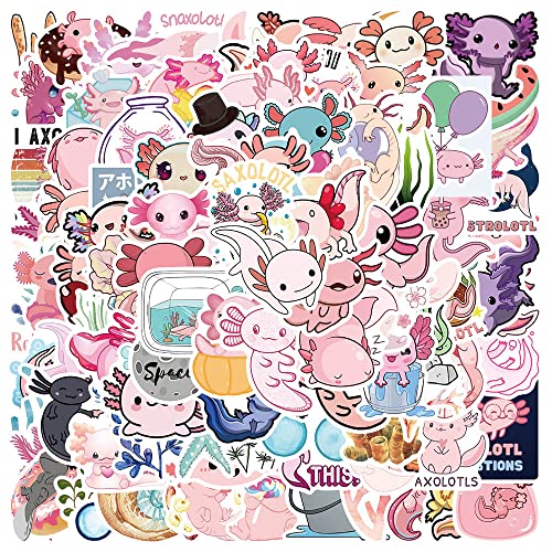 100 Pcs Cartoon Axolotl Stickers, Lovely Cute Animal Sticker For Kids Boys Girls Adult, Durable Aesthetic Pink Pet Decals For Laptop Skateboard Water Bottle Bicycle Motorbike Car Computer Scrapbook #TOP4