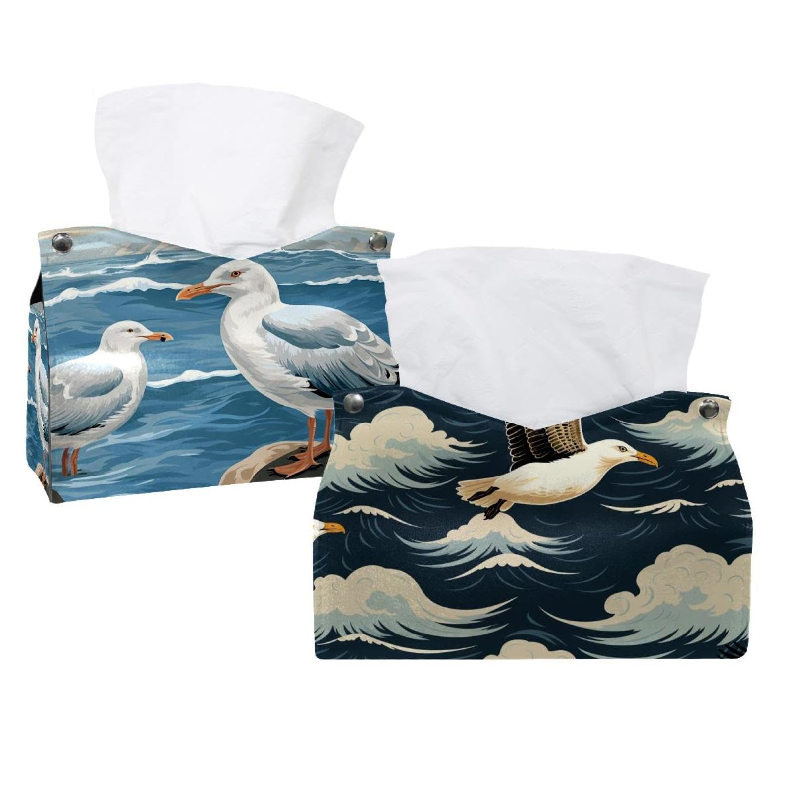 Porte-mouchoirs Sea Mew lot de 2 boîtes distributrices faciles à recharger