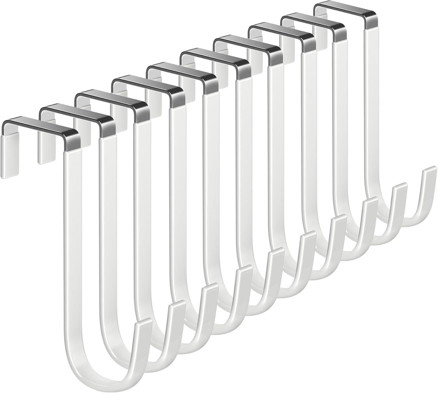 Over The Door Metal Hooks with Plastic Coating 5.5″ Fit 0.5″ to 1 3/8″ Door 10 Pcs Heavy Duty Single Towel Robe Rack Wreath Bathroom Shower Hanger Shoe Organizer Ironing Board Short White