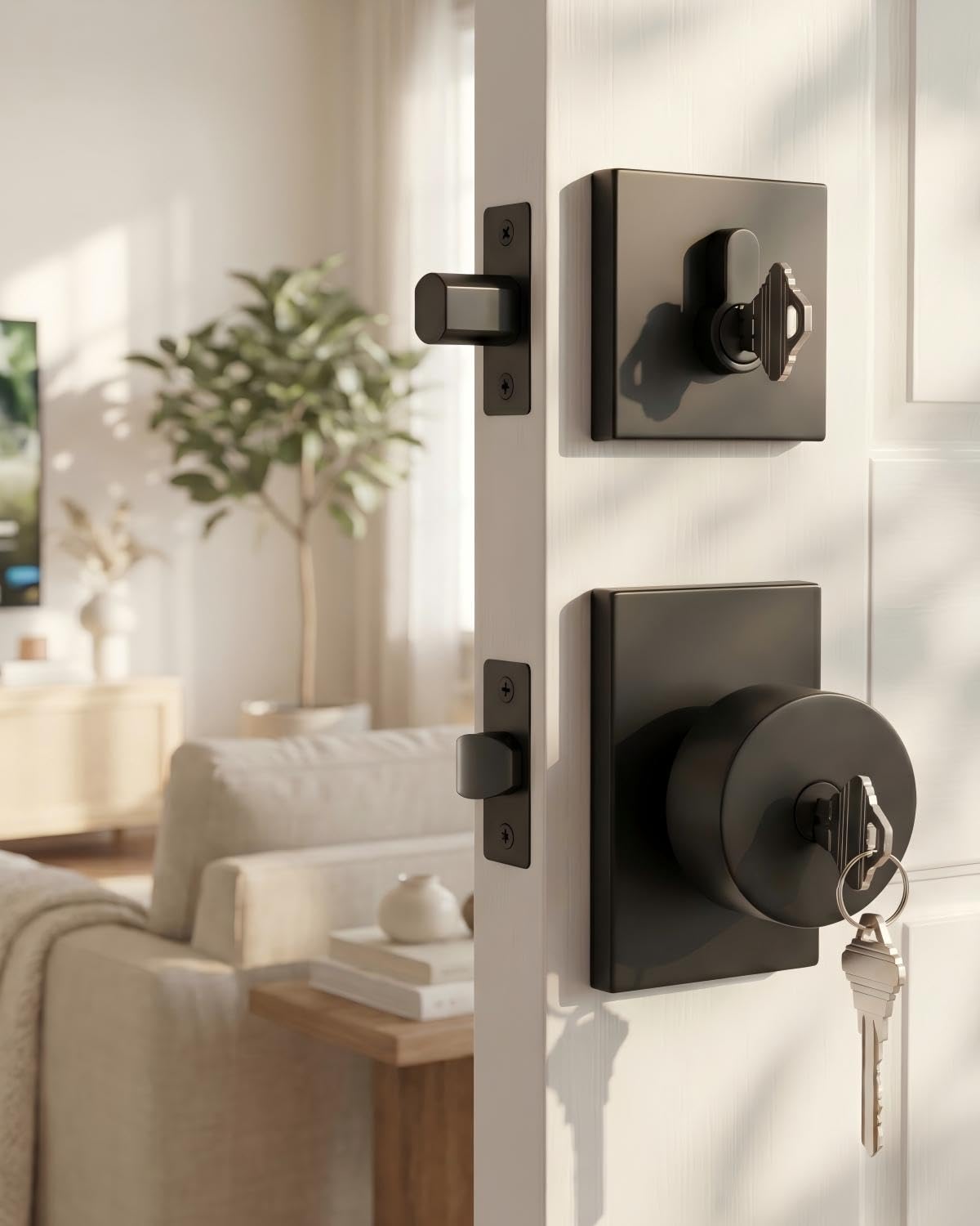 Haidms Black Door Knob with Deadbolt
