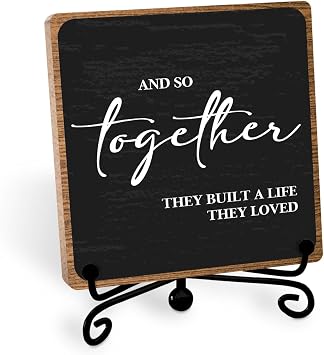 Home Wooden Decor Sign, Farmhouse Plaque with Stand, Warmth Housewarming Gifts for Women Men Family, Table Desk Cubicles Accessories for Living Room Bedroom Home Decorations