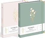 OVESMUSL Aesthetic 3 Ring Binder 1 Inch Set of 2, Decorative Hardcover Paper Binders for School, Office and Recipe Organizing, Fits 8.5 x 11 Letter Size, Sage Green and Pale Pink