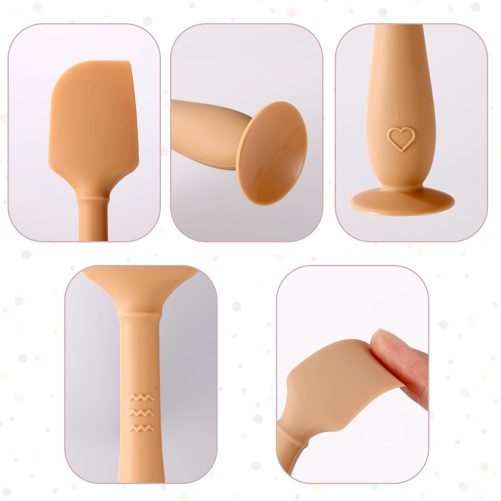 2uds Espátulas para Crema Pañal de Bebé con Estuche, 2 Tamaños Aplicador Pasta de Silicona Suave y Flexible Espátula para Crema Pañal Trasero Bebé Recién Nacido Cepillo(Marrón)