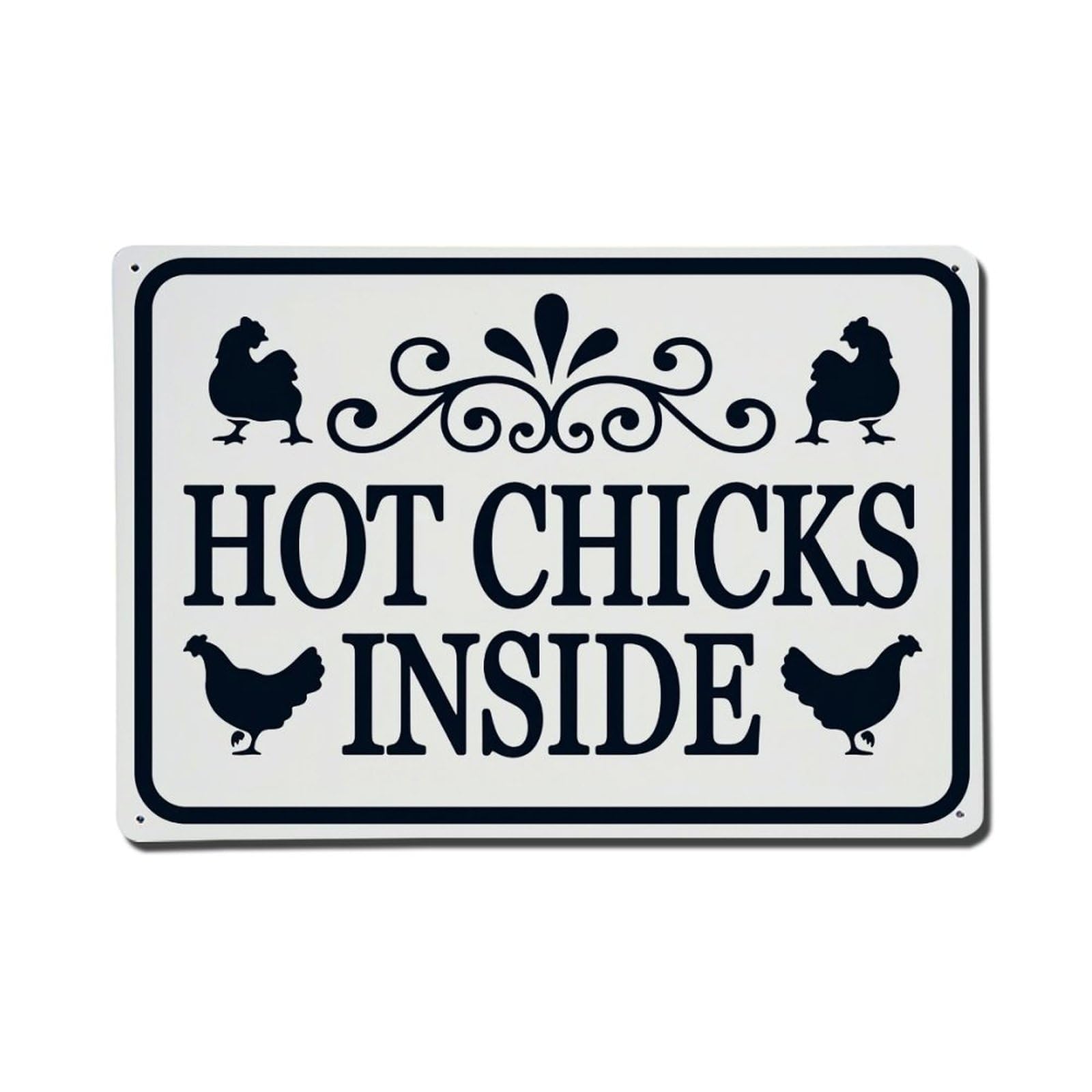 Enderetf Vintage Hot Chicks Inside Chicken Silhouettes Decorative Tin Sign Metal Poster, Home Bar Garage Man Cave Cafe Indoor & Outdoor Wall Decoration 8X12inches