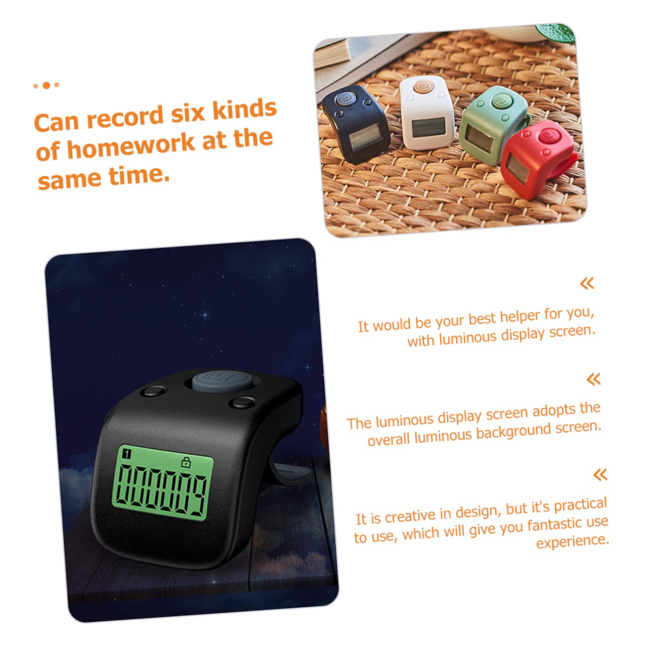 BESTonZON Rechargeable Finger Counter Electronic Tally Counter Digital Clicker Counter Portable Counter for Events