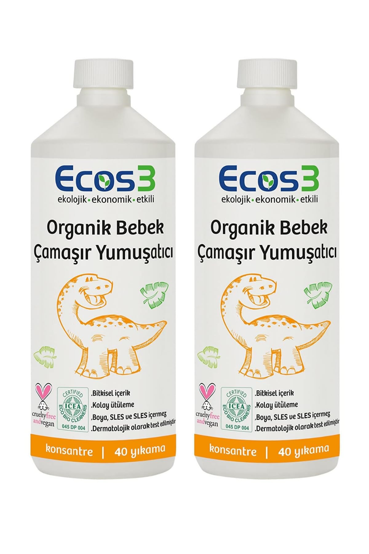 Ecos3 Organik Bebek Çamaşır Yumuşatıcı- 80 Yıkama (2 x 1000 Ml)