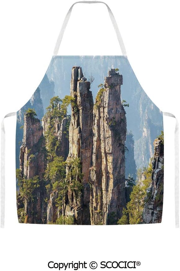 SCOCICI Apron Rock Formations Natural Wonders of The World Asian Image Unisex Kitchen Apron for Cooking Baking Crafting Cleaning Painting Gardening & BBQ