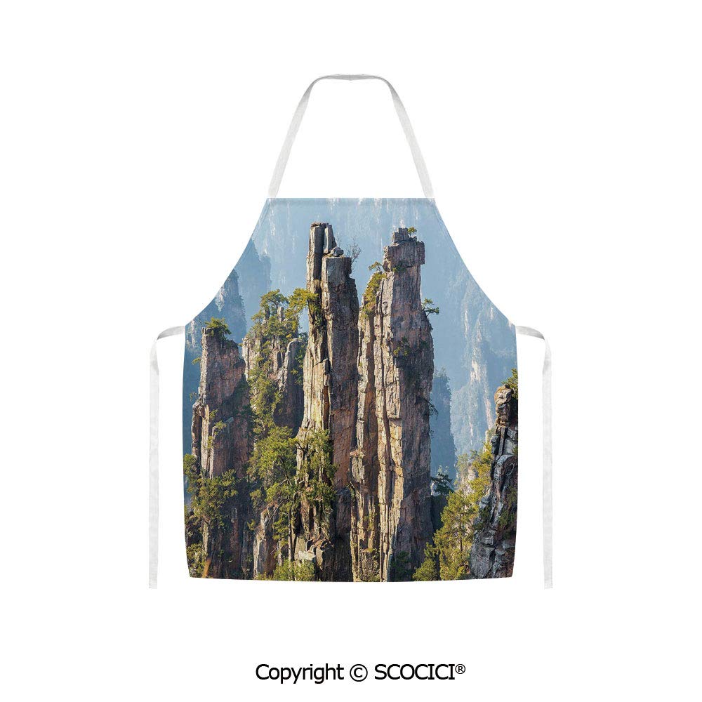 SCOCICI Apron Rock Formations Natural Wonders of The World Asian Image Unisex Kitchen Apron for Cooking Baking Crafting Cleaning Painting Gardening & BBQ