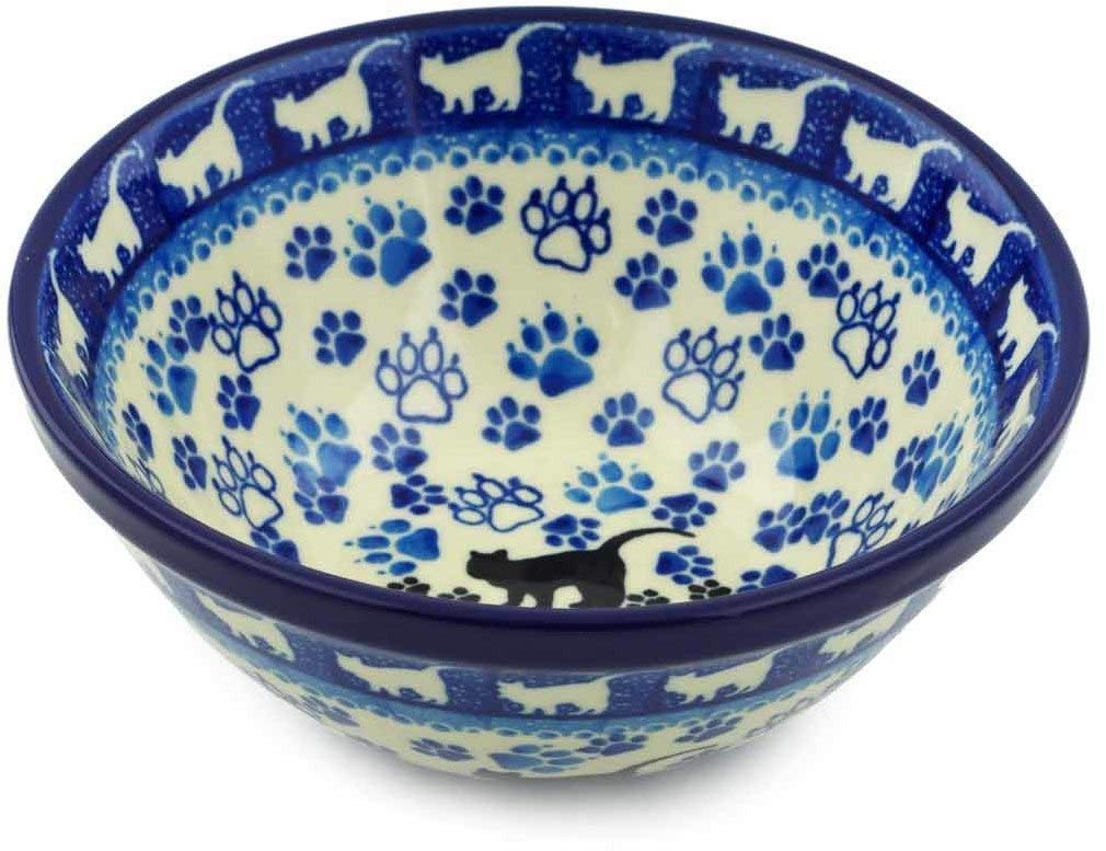Polmedia Polish Pottery Basket With Handle – UNIKAT Delicate Magnolia Pattern, Handmade In Boleslawiec, Ceramika Artystyczna, Certificate Included