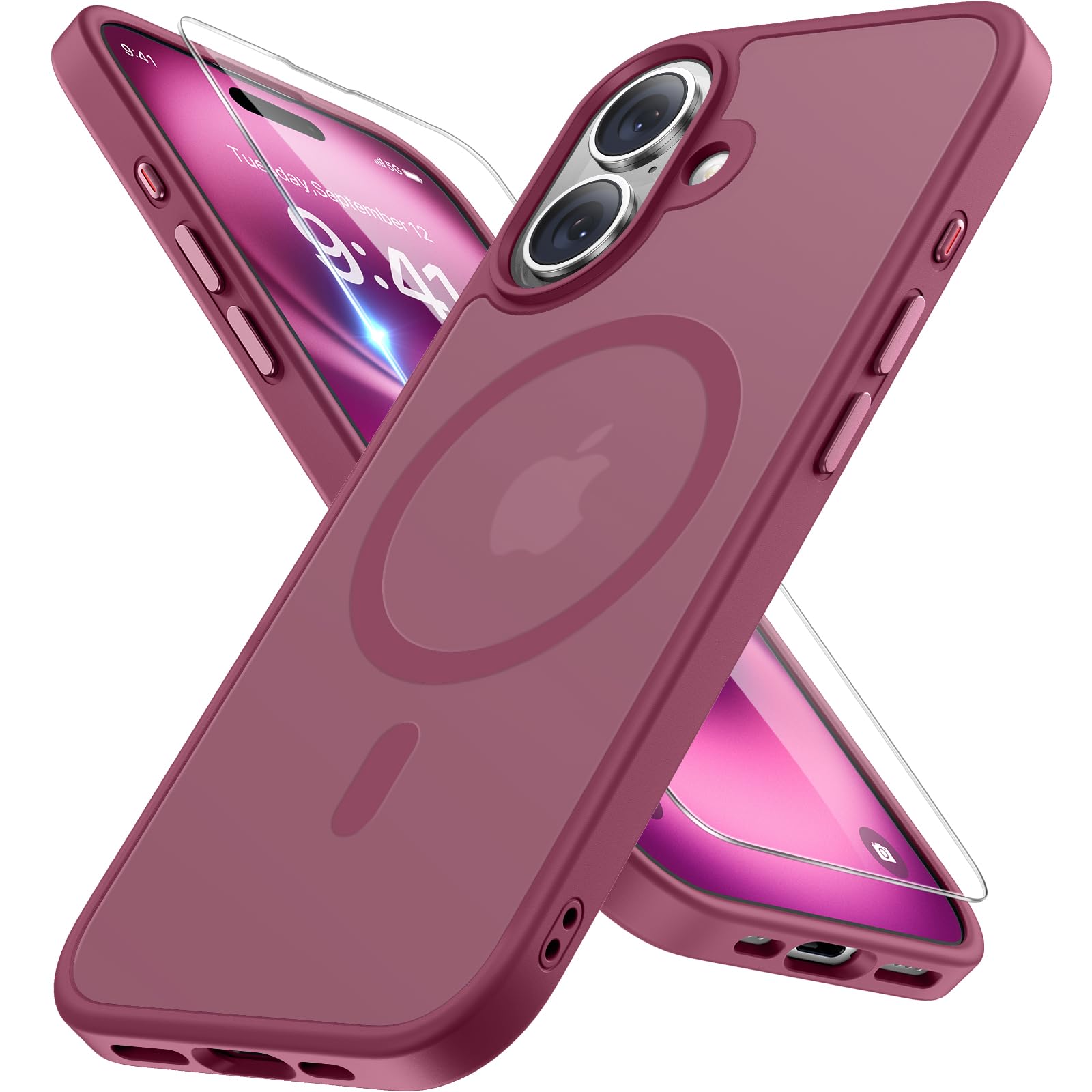 Miracase Magnetisch für iPhone All Series Hülle mit Magsafe [TOP Militärschutz & Magnetkraft] Stoßfest Kratzfest mit Samtiger Haptik Extrem Langlebig Handyhülle für iPhone