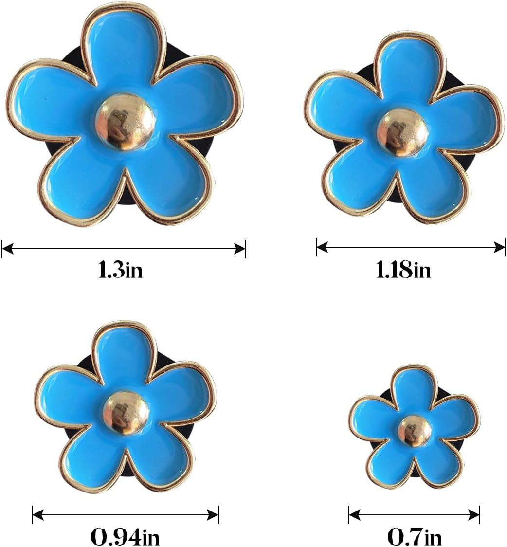 Osilly 8PCS Car Daisy Flower Air Vent Clip, Cute Auto Outlet Air Conditioning Clip, Sweet Girly Vehicle Fresheners Gift for Women Girls, Car Interior Decor Universal Fit（Blue） image 2