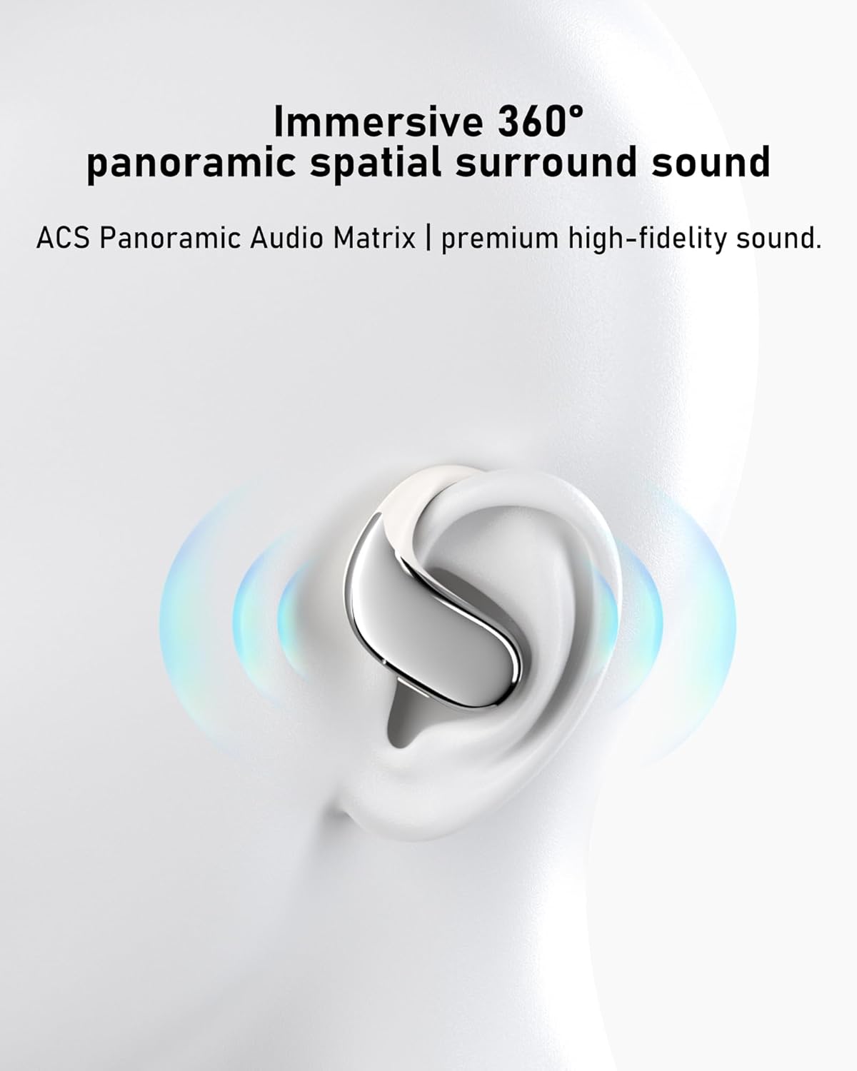 Open Ear Headphones Bluetooth 5.4, 62H Playtime, Air Conduction Wireless Earbuds with Ergonomic Earhooks, ENC Mic,IPX5,Physical Buttons, Comfort-Fit for Running, Cycling, Workouts