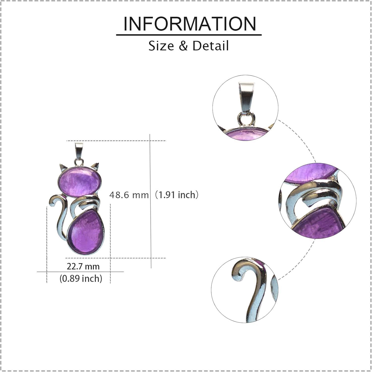 6 Pieces Handmade Cat Stone Natural Crystal Pendants Healing Stone Necklace Charms for Jewelry Making Bracelets Earrings - Image 5