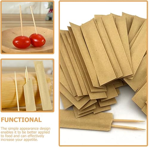 Miniatura 5 de Yardwe 1 caja de palillos de dientes de frutas, palillos de dientes redondos de madera natural, palillos de dientes de dientes de frutas, palillos