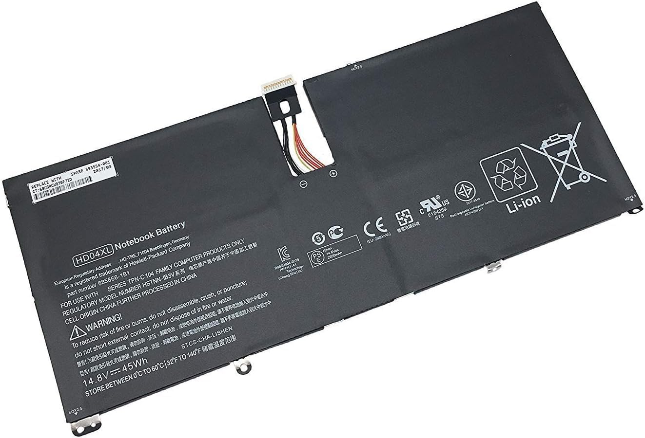 HD04XL TPN-C104 HSTNN-IB3V 685989-001 685866-1b 685866-1b1 Laptop Battery Replacement for HP Envy Spectre XT 13-2021tu XT 13-2120tu XT 13-2000eg Series(14.8V 45Wh)