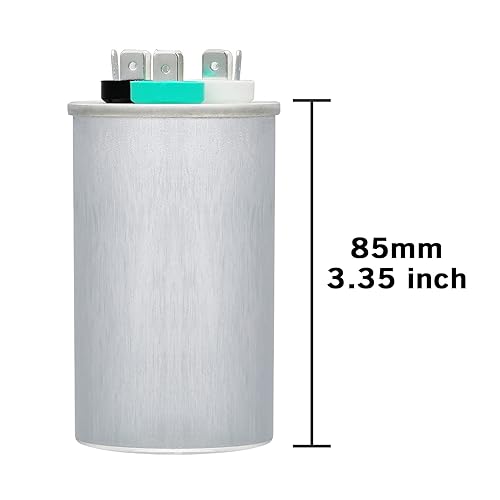 Miniatura 2 de 555 uF 55+5 MFD 370VAC o 440VAC Condensador de AC redondo de arranque de doble carrera CBB65 CBB65B Condensadores de aire acondicionado para unidad