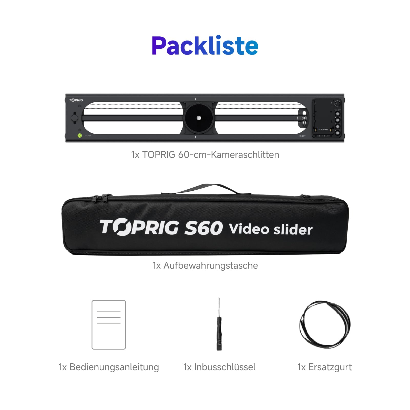 Accsoon - Toprig S60 - Slider motorizzato per riprese video - Carico massimo di 2 kg in verticale e 4 kg in orizzontale - Velocità 5 cm/s - Distanza massima di spostamento: 425 mm