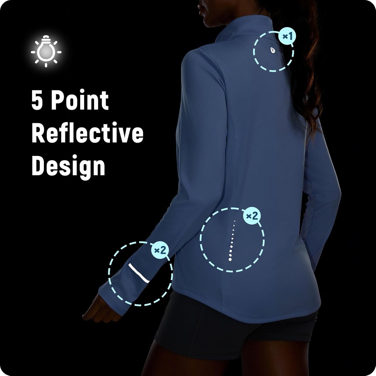 baleaf Women's Sun Shirts UPF 50+ Lightweight Running Jacket UV Protection Athletic Full Zip Long Sleeve Pockets - Image 3