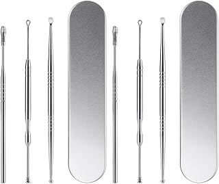 Mobestech 6 Pcs Ear Spoon Wax Remover Ear Cuffs Ear Scoop Ear Cleaning Tool Stainless Tools Ear Wax Removal Tool Ear Cleaner T Tool Curette Ear Wax Cleaner Earmuffs Ear Suit Ear Pick