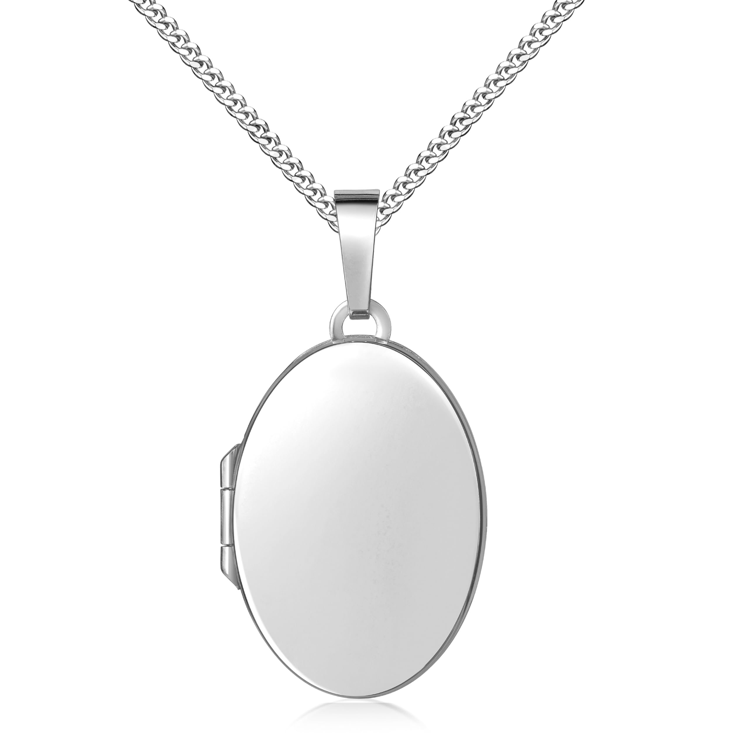 Medaillon Silber 925 für 2 Bilder Amulett Anhänger zum Aufklappen für Damen mit Halskette
