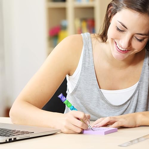 Miniatura 4 de 30 lápices apilables de colores de oso, regalo de plástico 5 en 1 para fiesta de cumpleaños