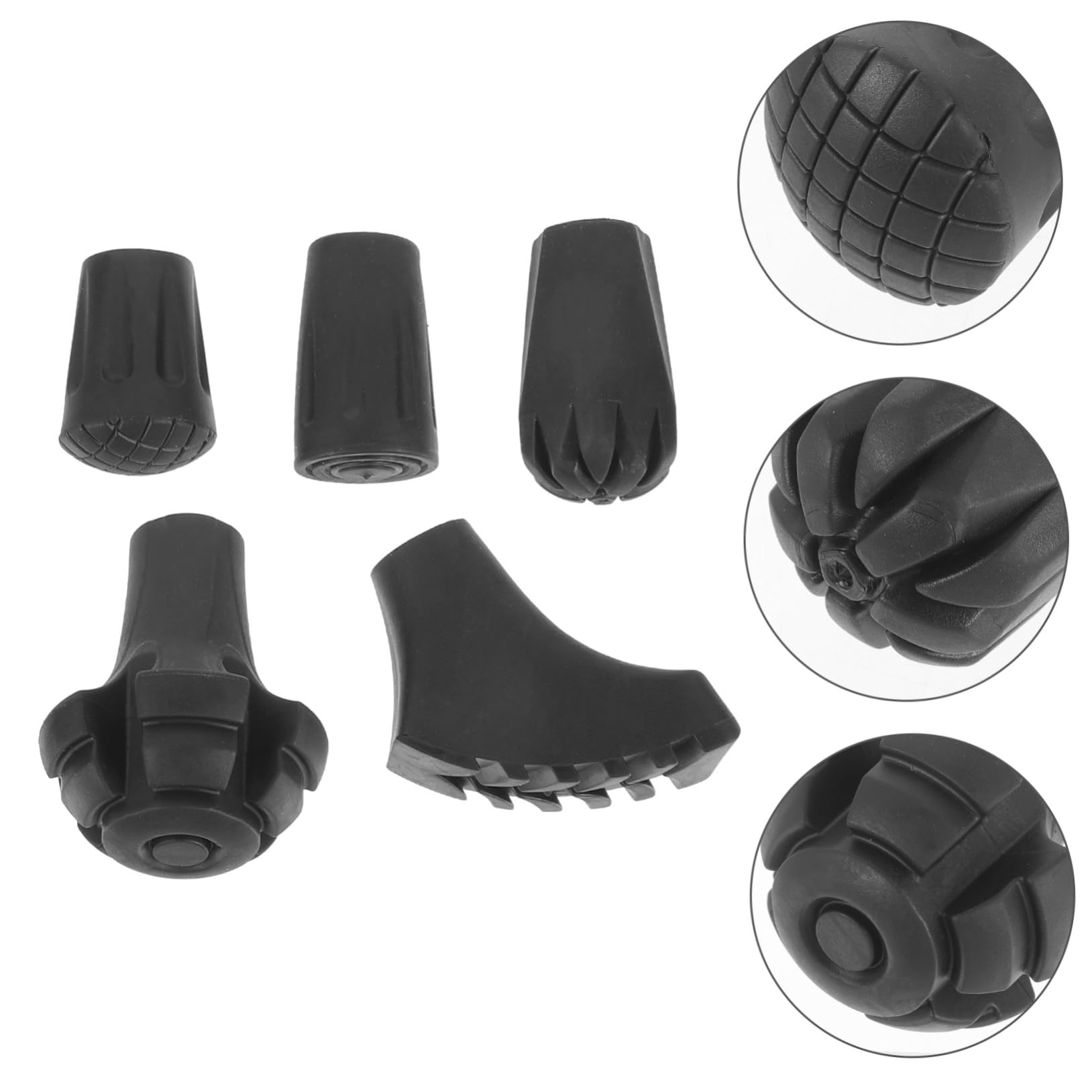 Yardwe Almohadillas para Bastones De Trekking Acolchado De Muletas Gorras De Bastón Consejos para Cambiar Bastones De Senderismo Bastón De Trekking Polos Caucho Black