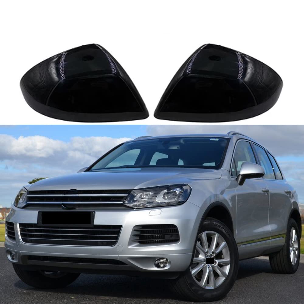 dla VW dla Touareg 7P 2011-2018 czarny lewy prawy boczny lusterko wsteczne pokrywa samochodu stylizacja akcesoria zewnętrzne osłona lusterka wstecznego